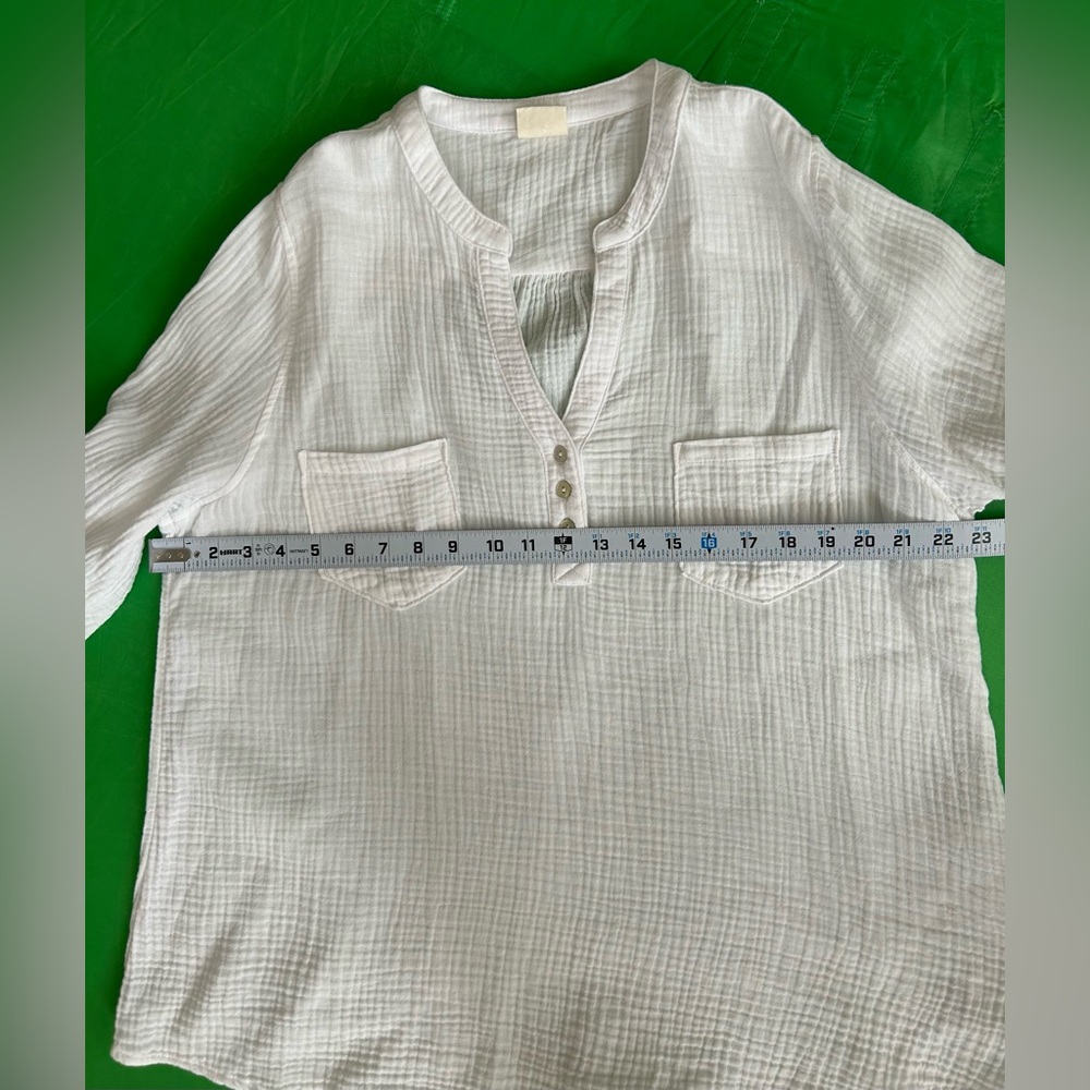 Mote Anthropologie Top Womens XXL White Button Front Quilted Cotton Shirt - Picture 9 of 10